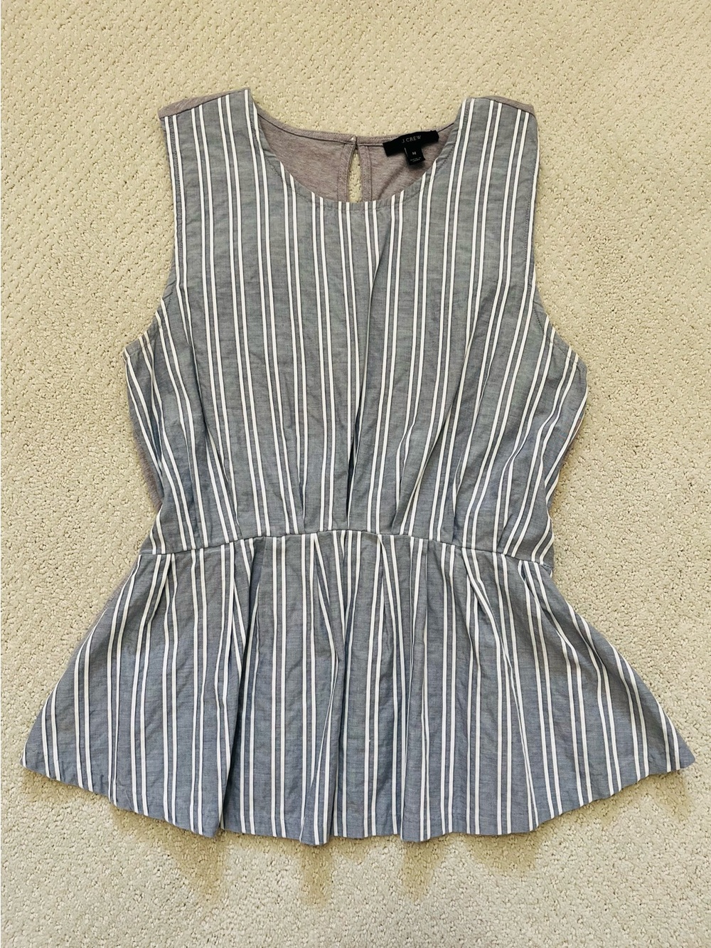 J. Crew Chambray Striped Peplum Sleeveless Top - Blue/White